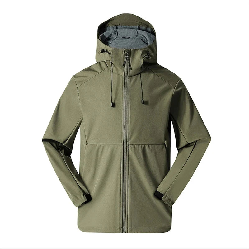 Unisex outdoor jacket with hood and zipper – water-repellent, windproof, warm