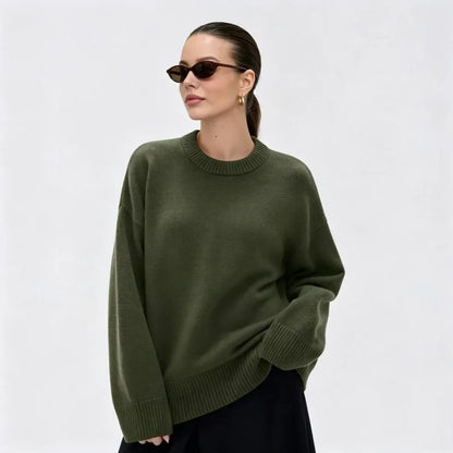 Women's Oversized Loose-Fit Crew-Neck Knit Sweater