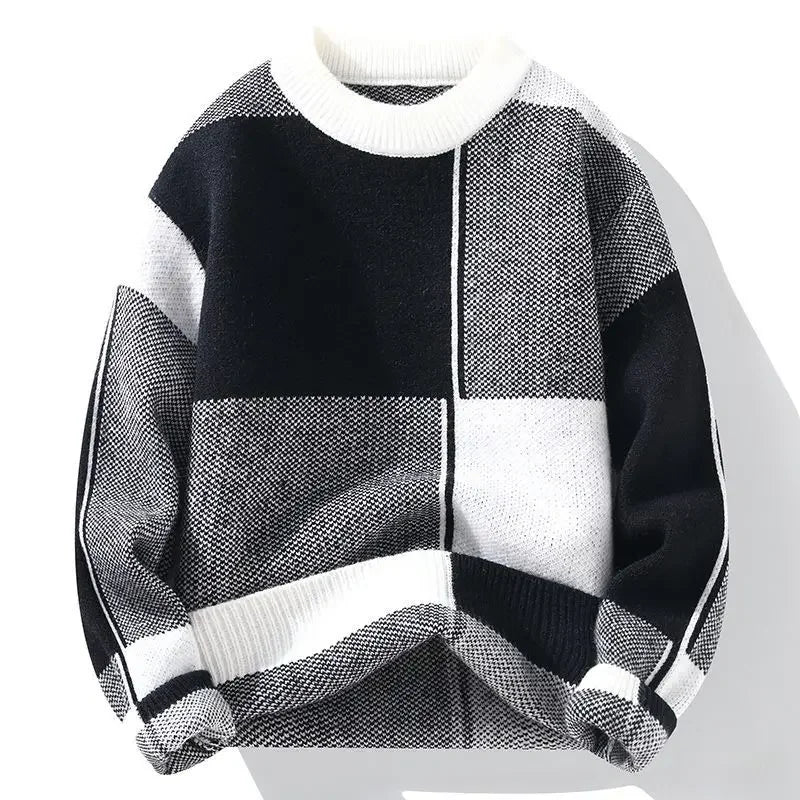 Men's sweater with modern geometric design – Casual knitwear for everyday and leisure