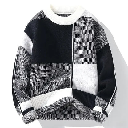 Men's sweater with modern geometric design – Casual knitwear for everyday and leisure