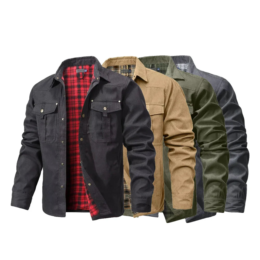 Men's Casual Shirt Jacket Spring Shacket Western Cowboy Style with Flannel Lining and Snap Buttons