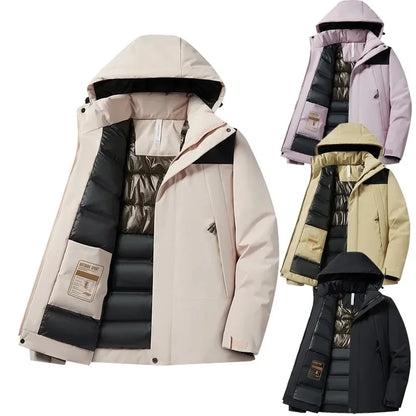 Men's winter jacket with hood - warm outdoor quilted jacket