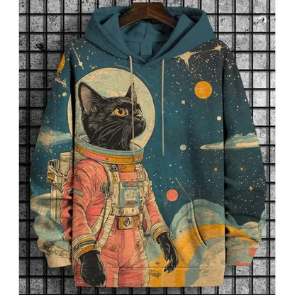 Hoodie with cat print and kangaroo pocket – Various designs