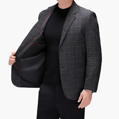 Men's Blazer Modern Checked Business Casual Elegant