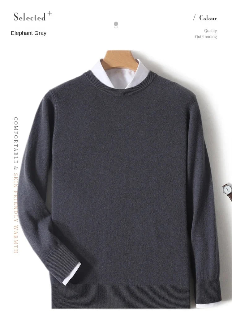 Men's Crew-Neck Sweater, Long-Sleeve, Made of Soft Material