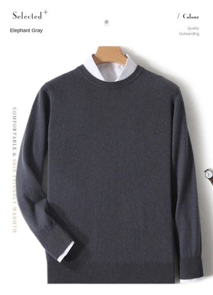 Men's Crew-Neck Sweater, Long-Sleeve, Made of Soft Material