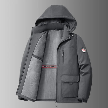 Herren Winterjacke mit Kapuze Gefüttert Mehrere Taschen
