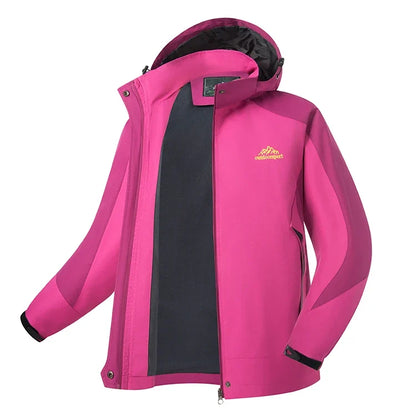 Outdoor Funktionsjacke für Damen Wasserdicht Winddicht Atmungsaktiv mit Kapuze