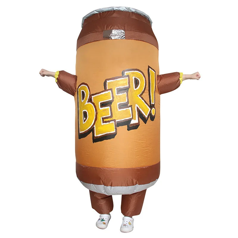 Aufblasbares Kostüm Bierdose Orange Braun Faschingskostüm Party Verkleidung