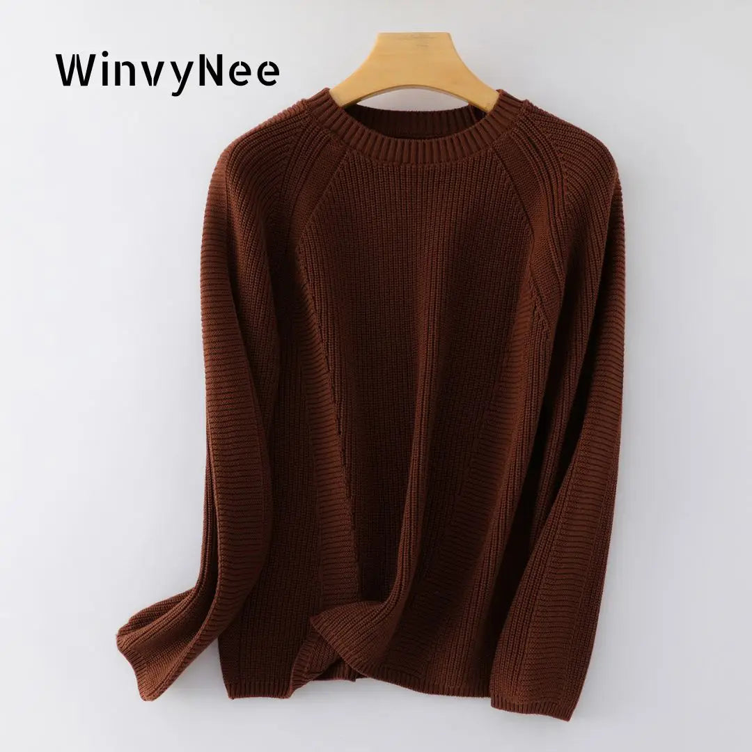 Unisex Long-Sleeve Ribbed-Knit Crew-Neck Casual Top