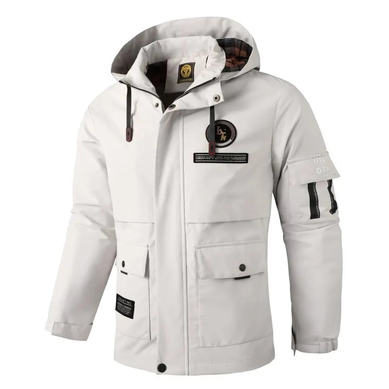 Herren Winterjacke mit Kapuze Winddicht Warm Gefüttert Mehreren Taschen