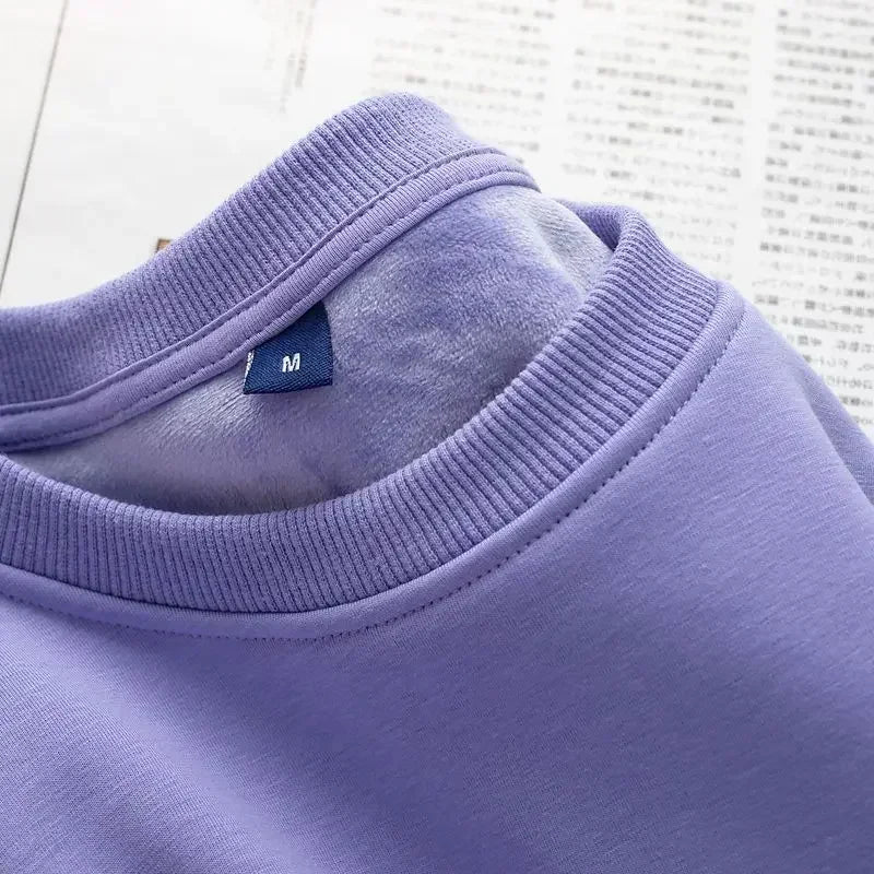 Unisex Long-Sleeve Crew-Neck Sweatshirt with Soft Fleece Lining