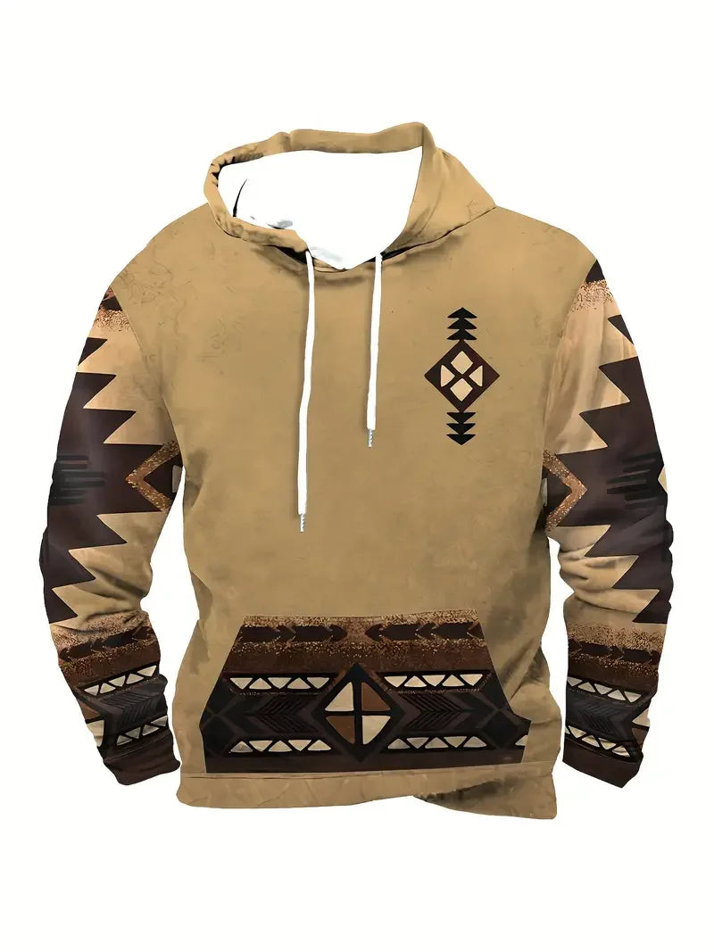 Unisex Kapuzenpullover mit Tiermotiv & Muster Kängurutasche