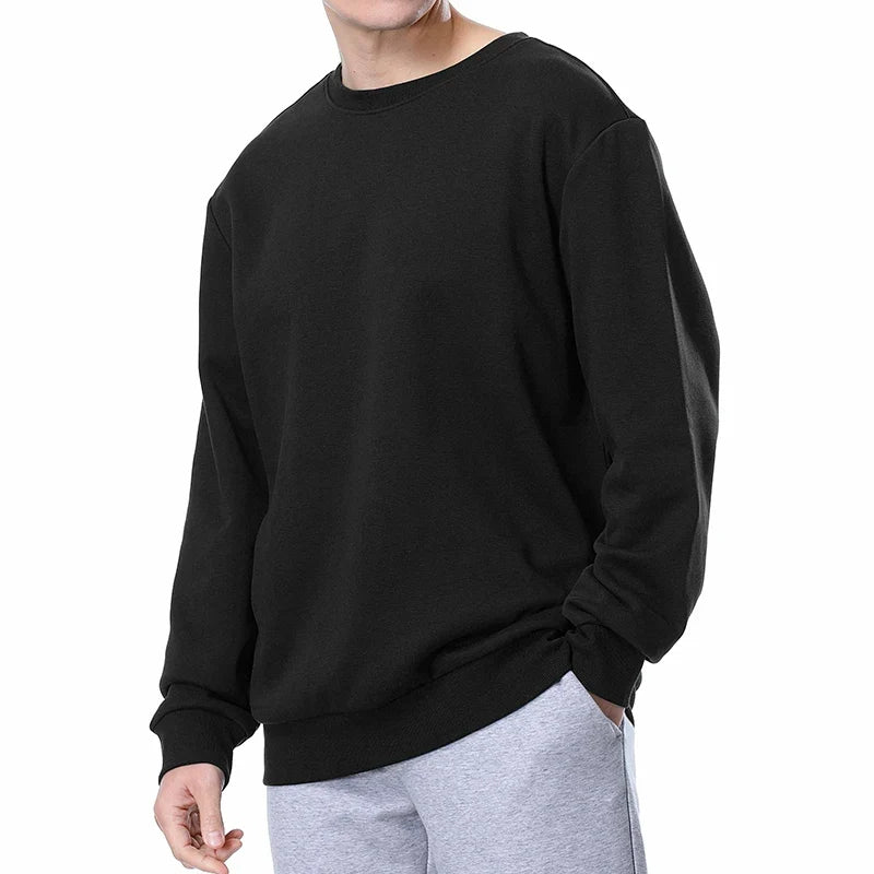 Unisex cotton-blend crew-neck sweatshirt, long sleeves, casual sweater