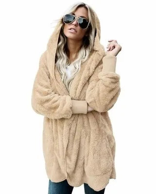 Damen Kuschelige Strickjacke Offen Flauschige Jacke Langarm