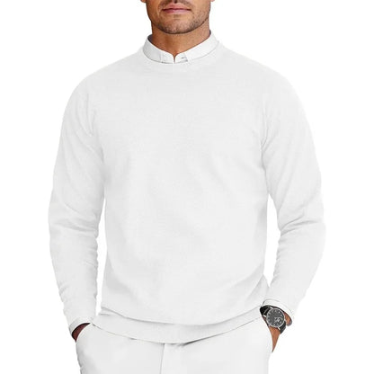 Men's fine-knit crew-neck sweater long-sleeve