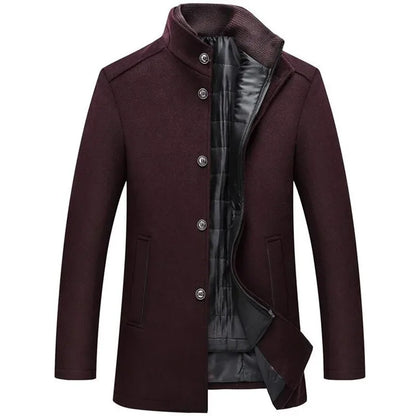 Men's Classic Winter Coat with Stand-up Collar – Elegant Business and Casual Style