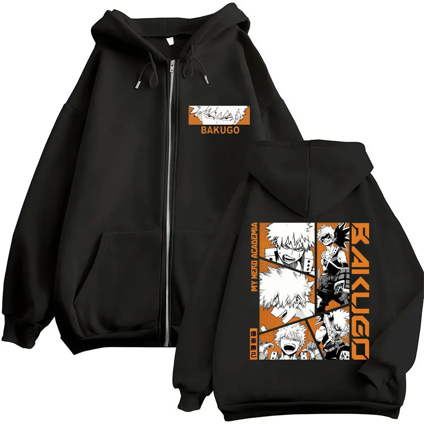 Unisex Kapuzenpullover mit Reißverschluss und Motivdruck