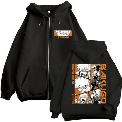 Unisex Kapuzenpullover mit Reißverschluss und Motivdruck
