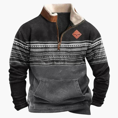 Herren Vintage Western Pullover mit Ethno-Muster – Outdoor & Freizeit
