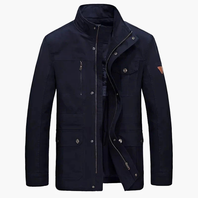 Men's casual jacket with stand-up collar and multiple pockets – casual, mid-length, ideal for everyday and outdoor use