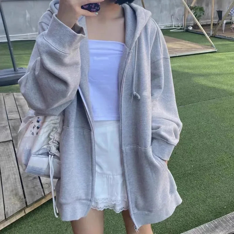 Unisex Kapuzenjacke mit Reißverschluss Oversize