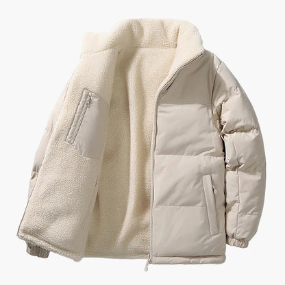 Men's winter quilted jacket with loose fit and fleece lining – urban fashion outdoor jacket