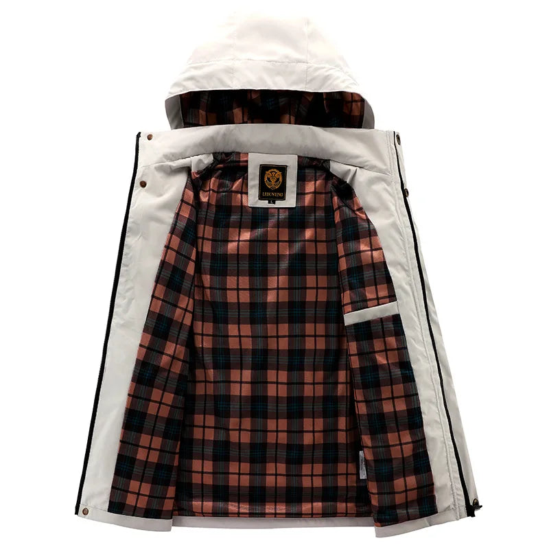 Herren Winterjacke mit Kapuze Winddicht Warm Gefüttert Mehreren Taschen