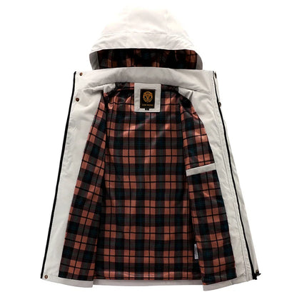 Herren Winterjacke mit Kapuze Winddicht Warm Gefüttert Mehreren Taschen