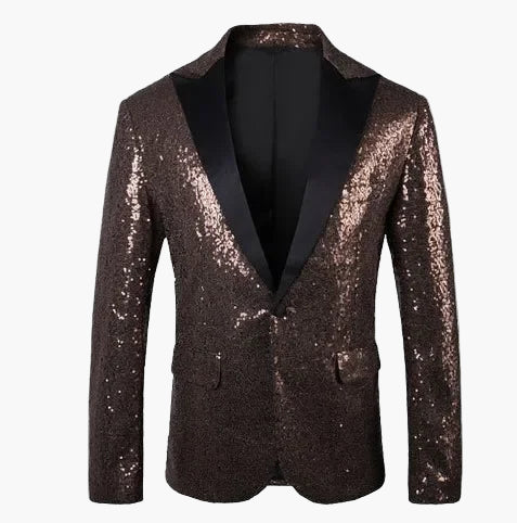 Men's Glitter Party Blazer – Eye-catching Sequin Blazer for Festive Occasions, Stage & Events