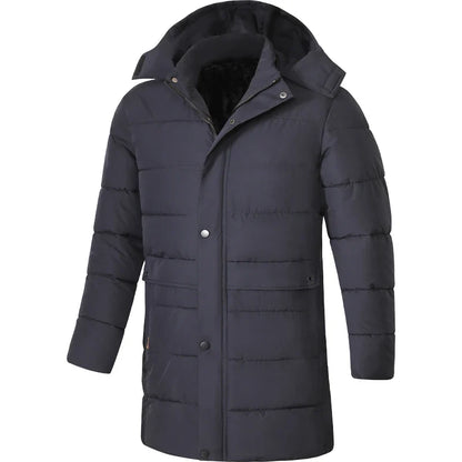 Men's winter parka with hood, long padded coat