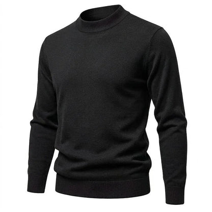 Men's long-sleeve mock-neck basic knit sweater