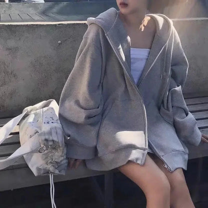 Unisex Kapuzenjacke mit Reißverschluss Oversize
