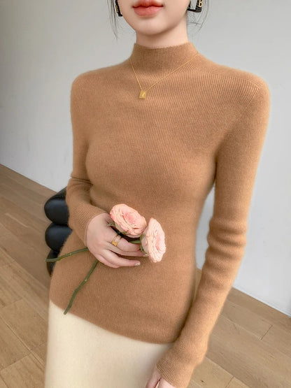 Women's Slim-Fit Ribbed-Knit Long-Sleeve Turtleneck Sweater