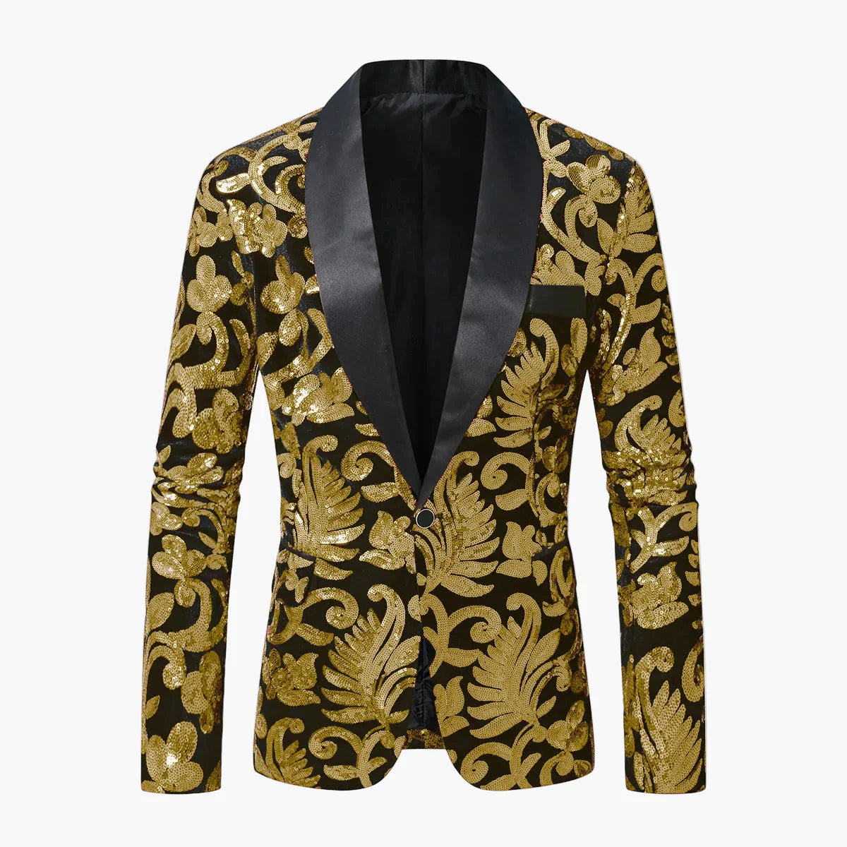 Men's Tuxedo Jacket – Elegant Party Blazer with Glitter Sequins and Modern Shawl Collar for Festive Occasions