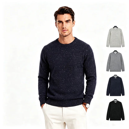 Men's crew-neck sweater with a marled effect, long sleeves