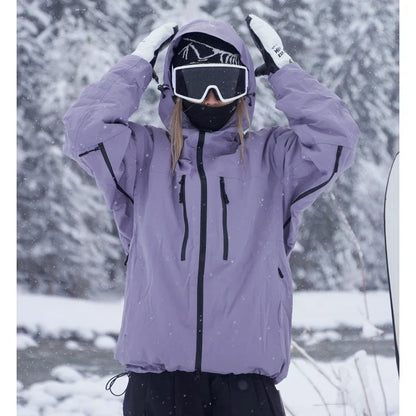 Unisex winter jacket with hood and zippers, snow sports jacket