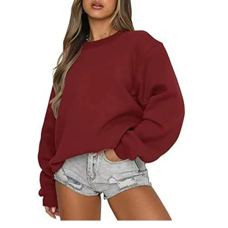 Women's Oversized Crew-Neck Long-Sleeve Sweatshirt