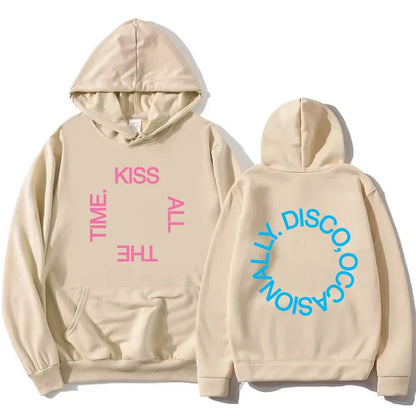 Unisex hoodie with hood, kangaroo pocket, and lettering