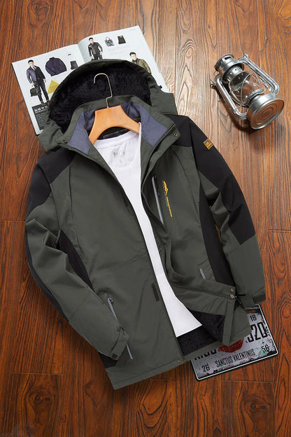 Herren Winter Outdoor Jacke mit Kapuze und Fleece Futter
