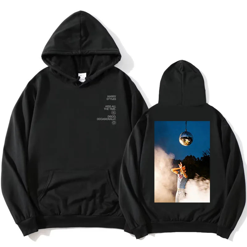Unisex hoodie with hood, kangaroo pocket, and lettering