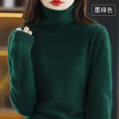 Women's turtleneck sweater with long sleeves - Soft knitted sweater for women