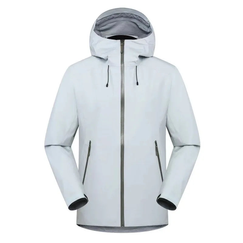 Unisex Outdoorjacke mit Kapuze, Reißverschlusstaschen, wind- und wasserabweisend