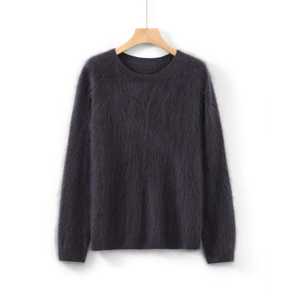 Soft women's crew-neck long-sleeve knit sweater