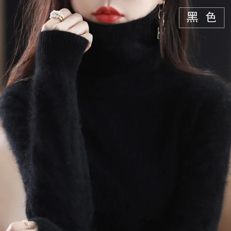 Women's turtleneck sweater long sleeves fine-knit sweater soft material