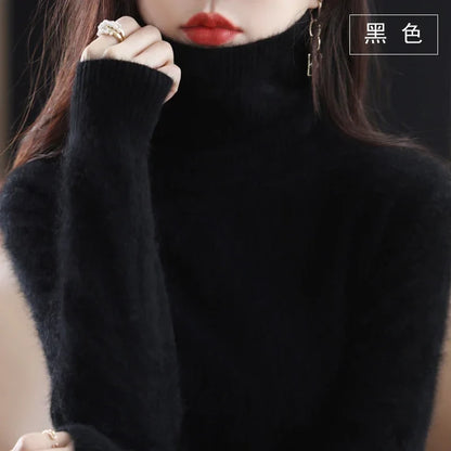 Women's turtleneck sweater long sleeves fine-knit sweater soft material