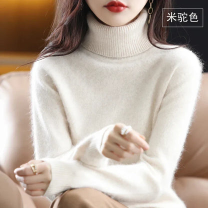 Women's turtleneck sweater long sleeves fine-knit sweater soft material