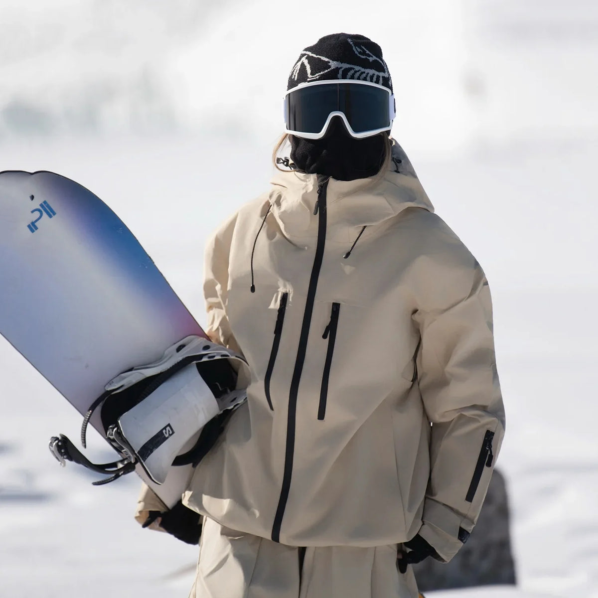 Unisex winter jacket with hood and zippers, snow sports jacket