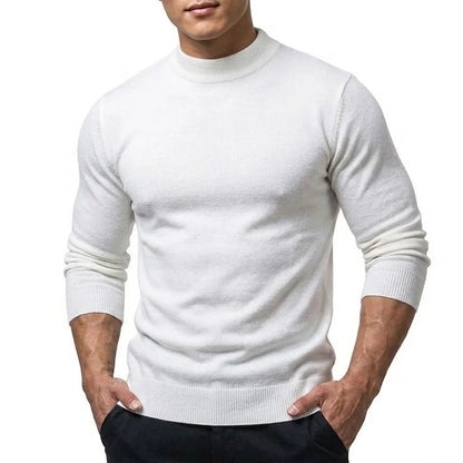 Men's long-sleeve turtleneck knit sweater with ribbed cuffs, slim fit