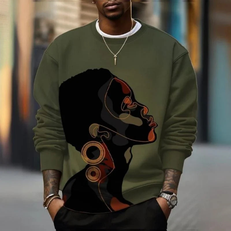 Men's crew-neck sweatshirt with graphic print, long-sleeved